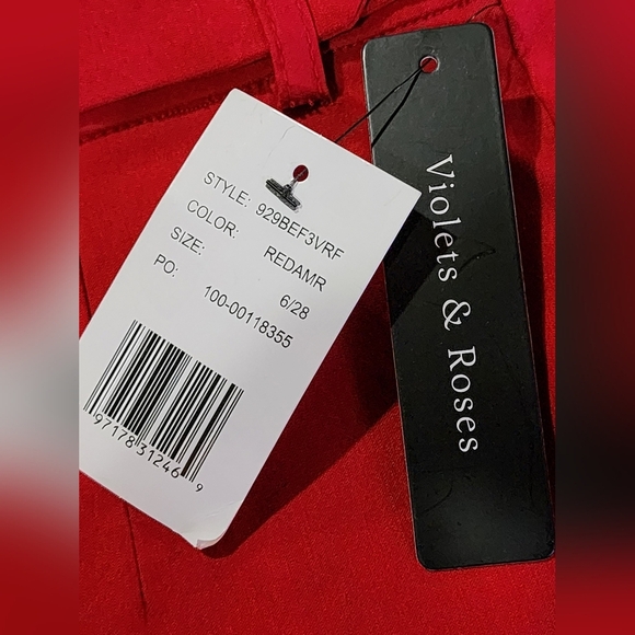 Violets & Roses Red Slim Fit Pants Size 6/28 Stretch Rayon Blend Office Wear - Picture 7 of 7